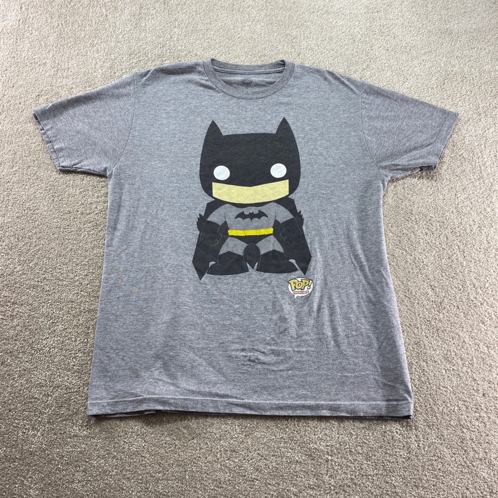 DC Comics Shirt Men Large Gray Batman Funko Pop Heroes Graphic Short Sleeve Tee